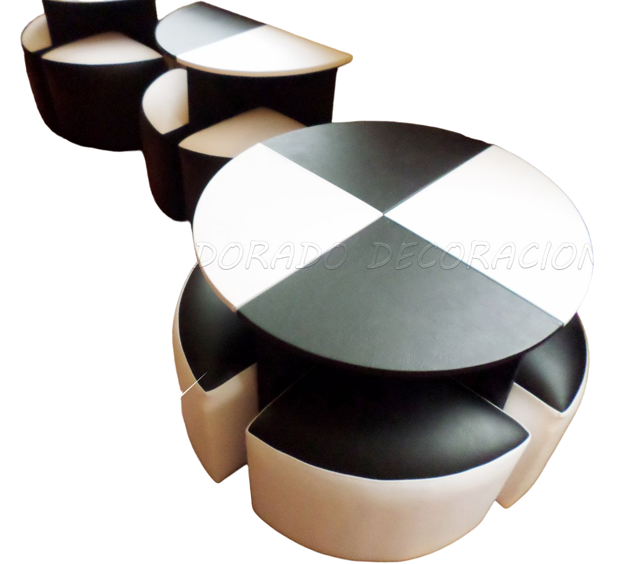 Juego de Mesa para Dividir Blanco y Negro Comedor 4 Puestos 65x65
