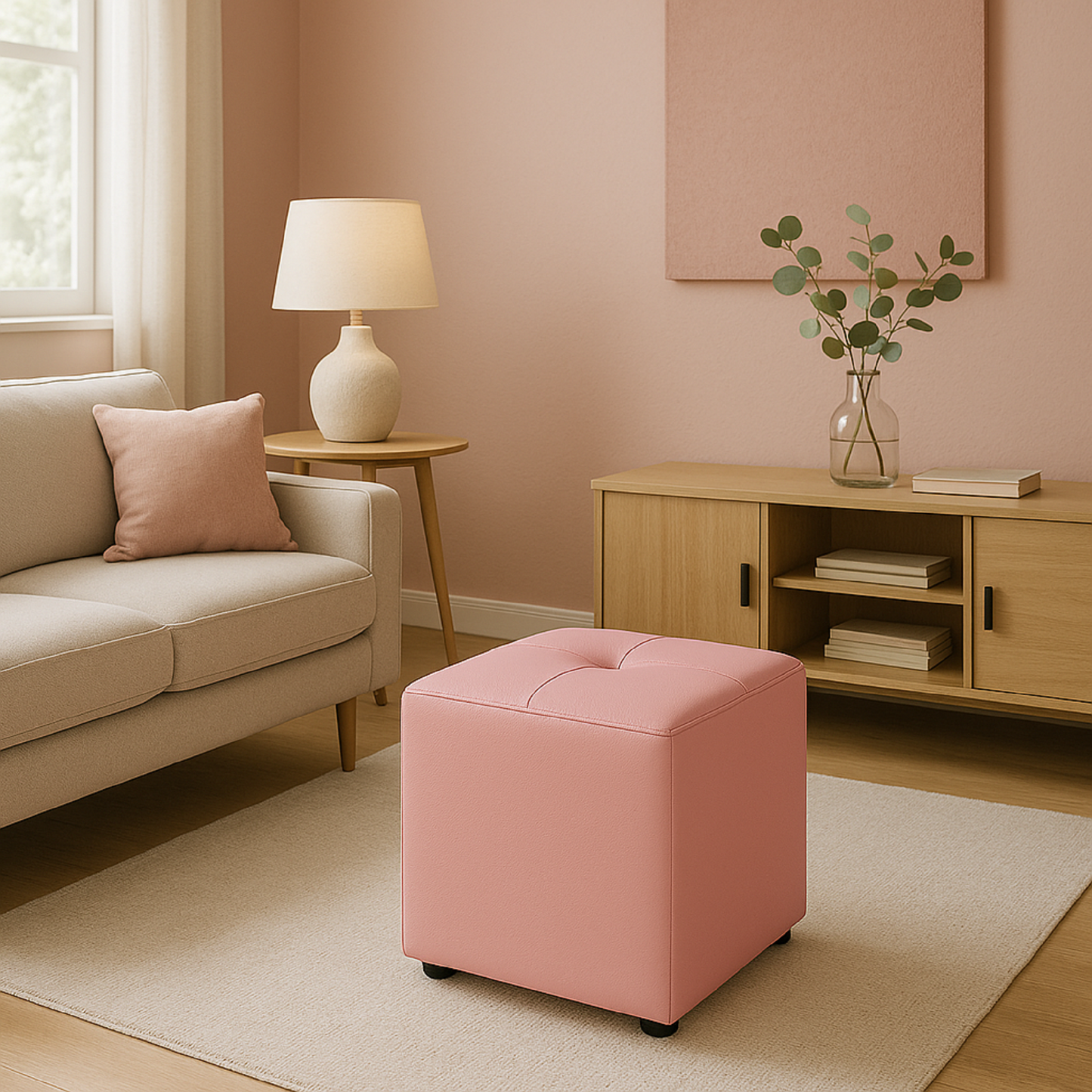 Puff Cubo 40x40x42 Rosado
