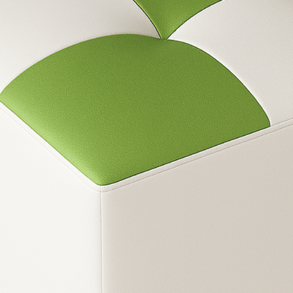 Puff Cubo 42x40x40 Ajedrezado balnco- verde