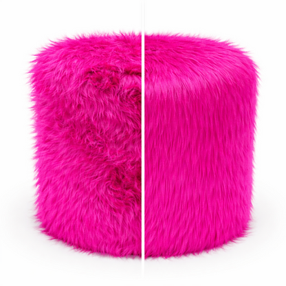 Puff circular peluche tonos calidos