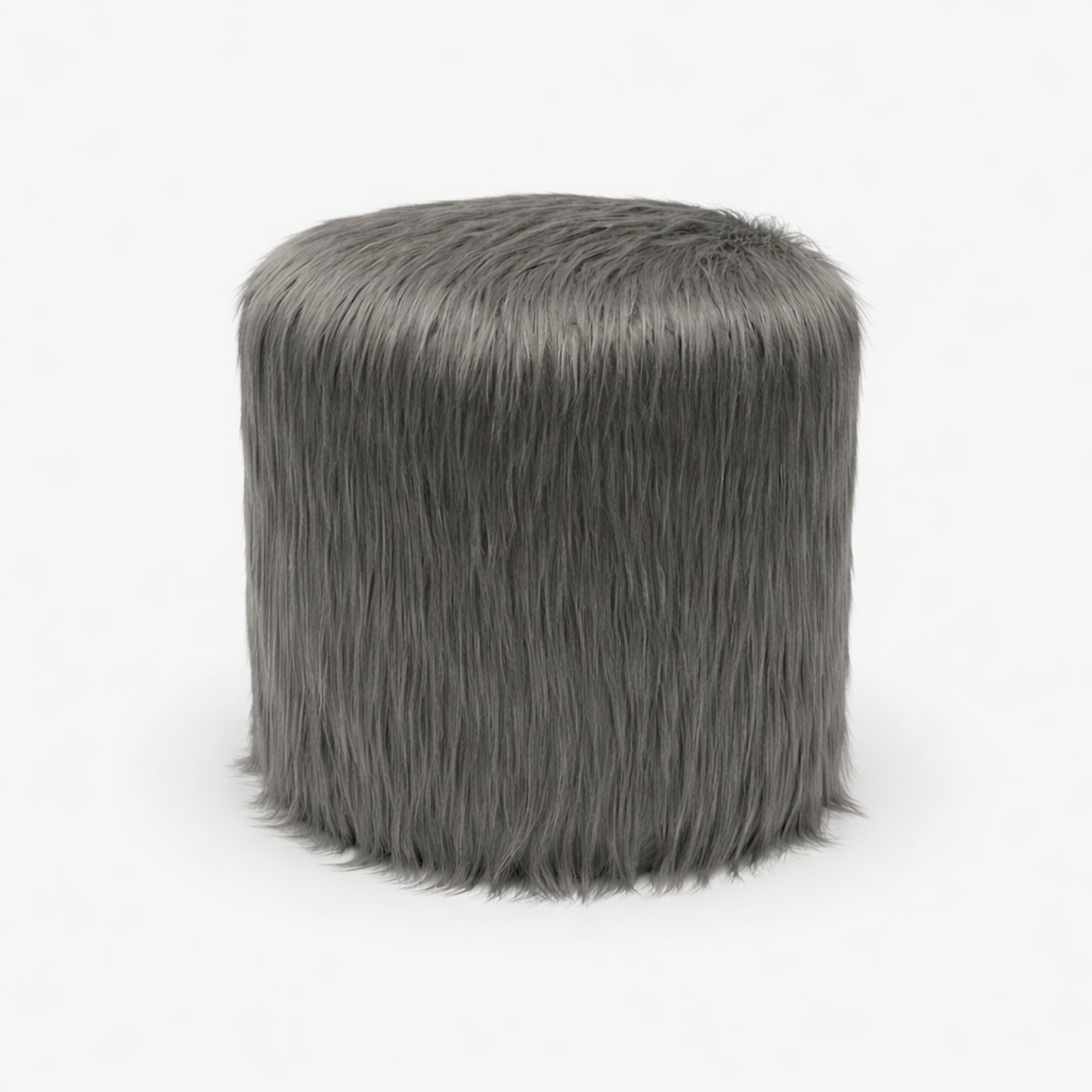 Puff circular peluche Gris