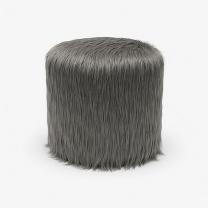Puff circular peluche Gris