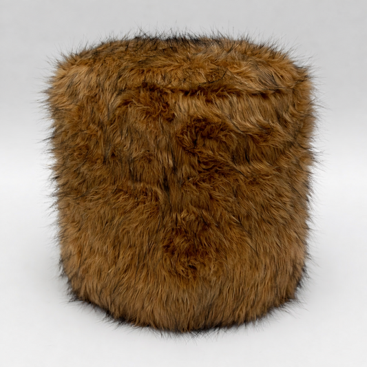 Puff circular peluche Marrón