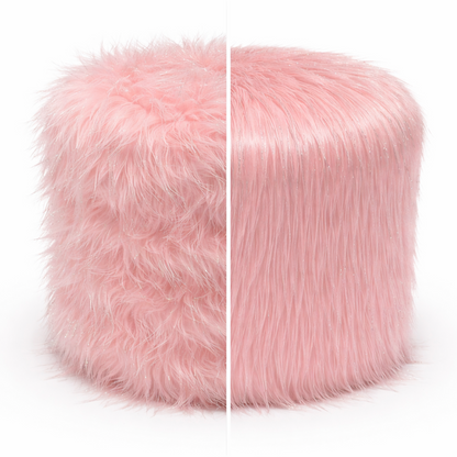 Puff circular peluche Rosado