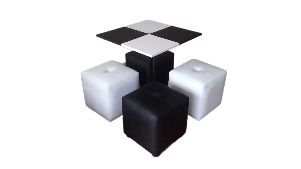 Juego de Mesa ajedrezado blanco y negro