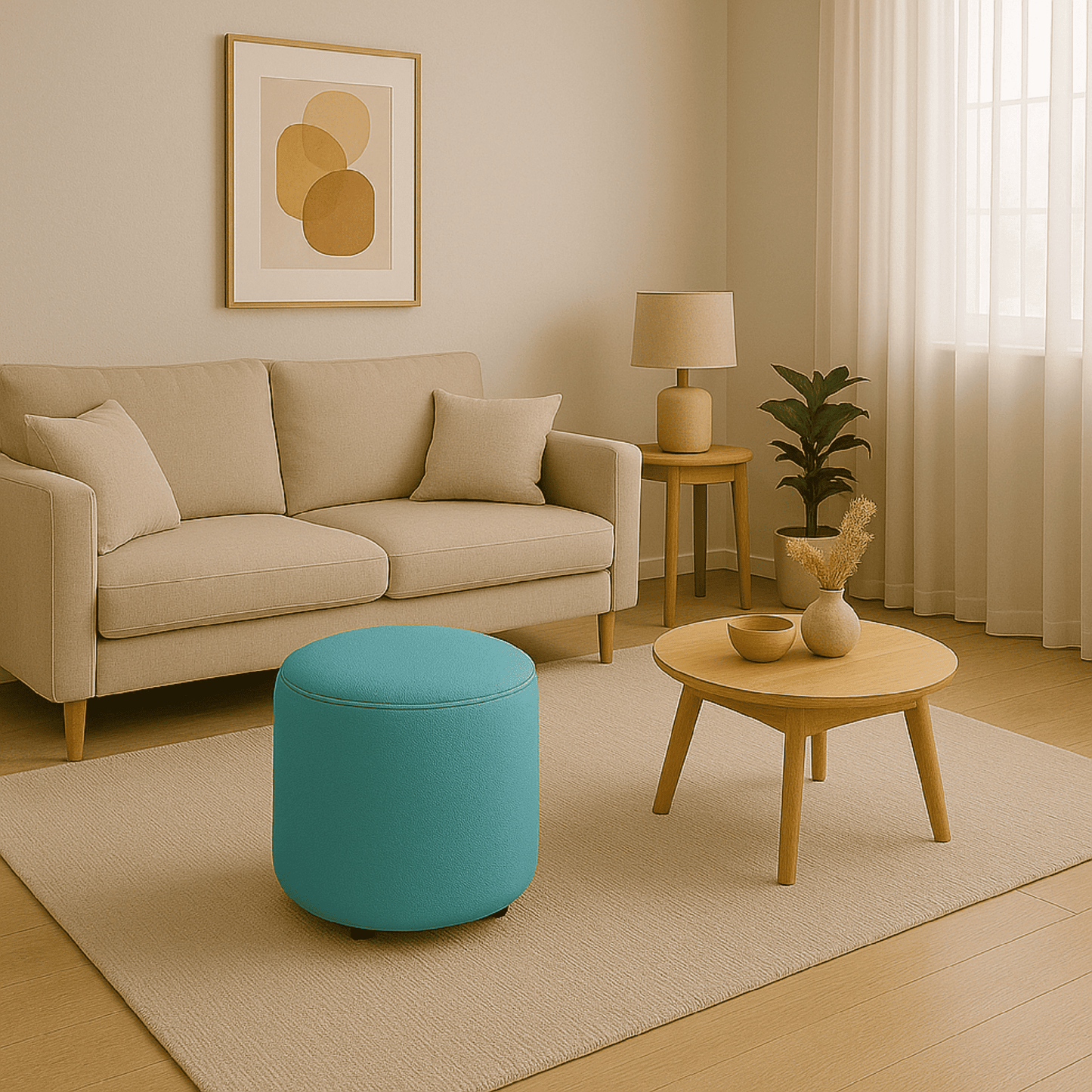 Puff Circular Azul Celeste